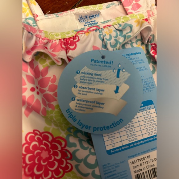 iPlay White Zinnia 2-Piece Tankini Set with Snap Swim Diaper- 6 Months NWT - Picture 6 of 11